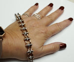 Load image into Gallery viewer, HDsmallPARTS Rose Gold Motorcycle Chain Bracelet with crystals for Ladies. LocEzy.com