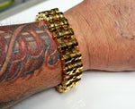 Load image into Gallery viewer,  Big Man's Gold Stainless Steel Motorcycle Chain Bracelet - HDsmallPARTS.com