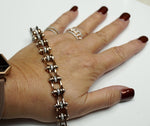 Load image into Gallery viewer, HDsmallPARTS Rose Gold Motorcycle Chain Bracelet with crystals for Ladies. LocEzy.com
