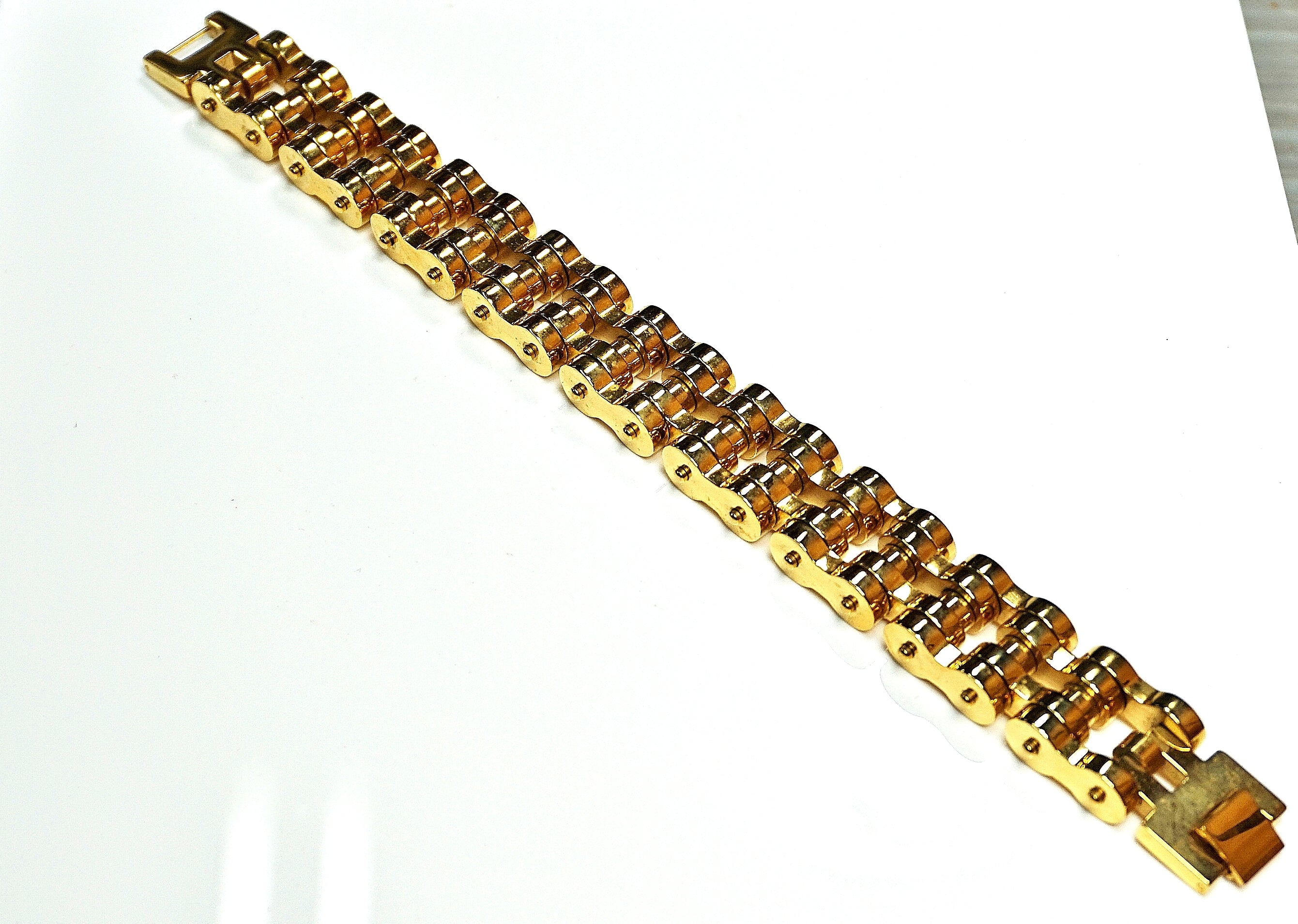  Big Man's Gold Stainless Steel Motorcycle Chain Bracelet - HDsmallPARTS.com