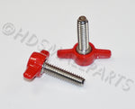 Load image into Gallery viewer, (50-100) 1/4&quot;-20 x 7/8&quot; Tee Wing Thumb Screws Red &amp; Black HDsmallPARTS.com
