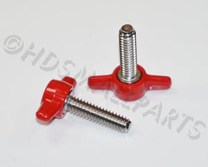 (50-100) 1/4"-20 x 7/8" Tee Wing Thumb Screws Red & Black HDsmallPARTS.com