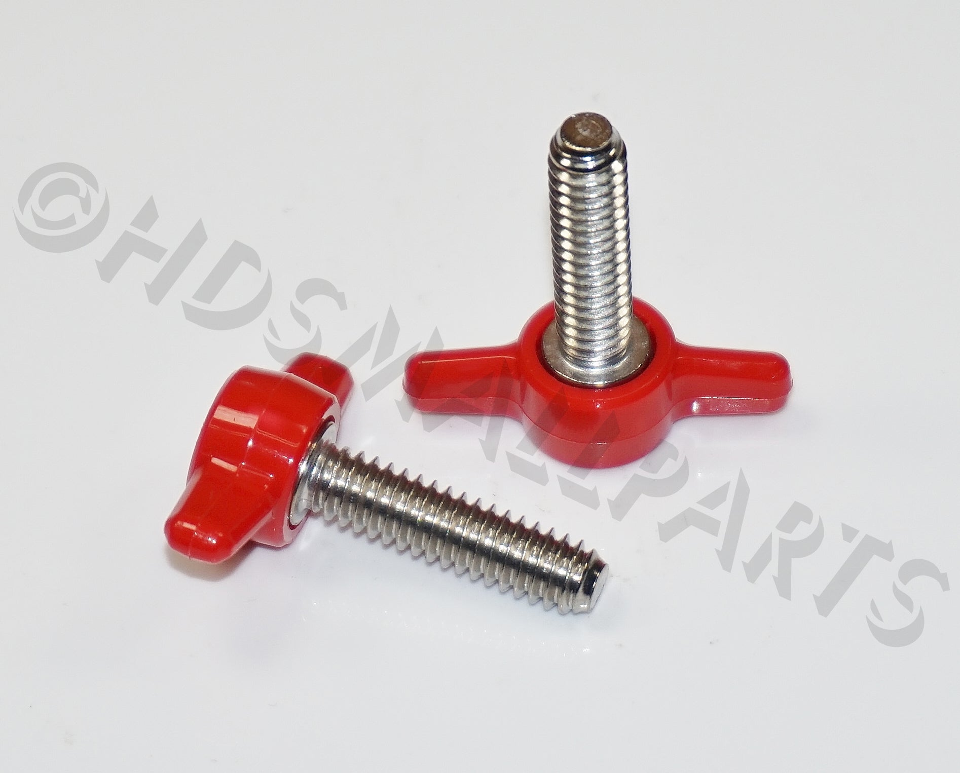 (50-100) 1/4"-20 x 7/8" Tee Wing Thumb Screws Red & Black  HDsmallPARTS.com