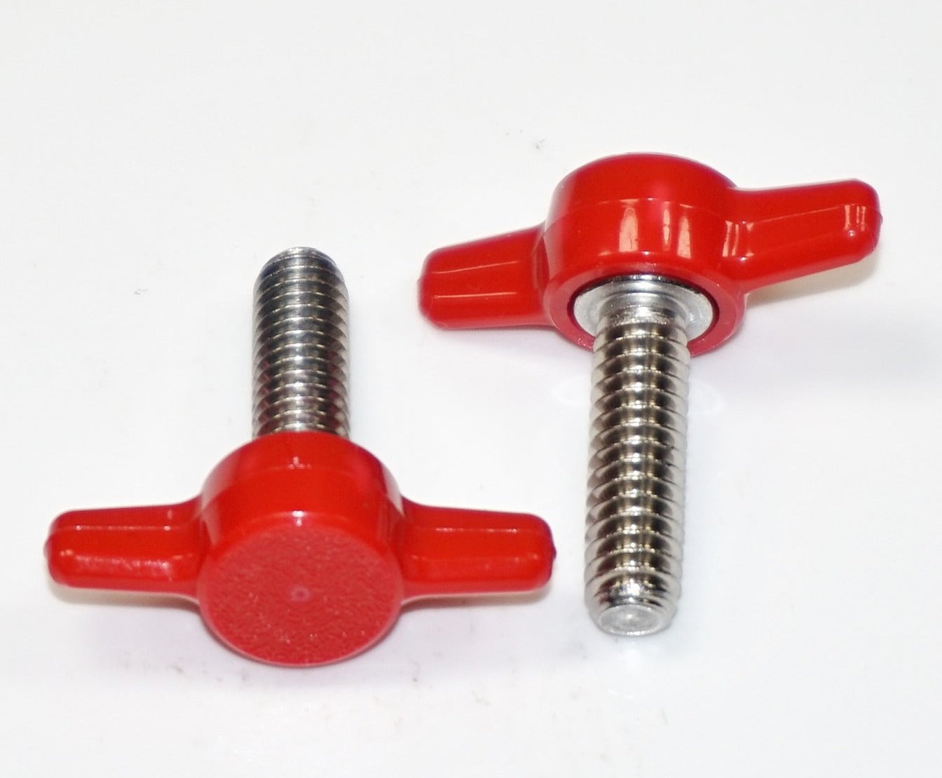 (50-100) 1/4"-20 x 3/4" Tee Wing Thumb Screws Red & Black  HDsmallPARTS.com