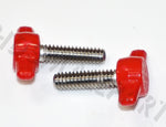 Load image into Gallery viewer, (50-100) 1/4&quot;-20 x 3/4&quot; Tee Wing Thumb Screws Red &amp; Black  HDsmallPARTS.com
