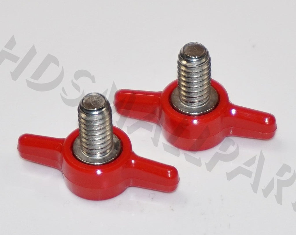 (50-100) 1/4"-20 x 1/2" Tee Wing Thumb Screws Red & Black  HDsmallPARTS.com