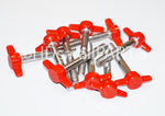 Load image into Gallery viewer, (50-100) 1/4&quot;-20 x 1-1/2&quot; Tee Wing Thumb Screws Red &amp; Black HDsmallPARTS.com
